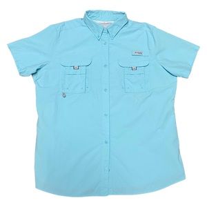 Columbia PFG Blue Short Sleeve Fishing Shirt Size XL Women's